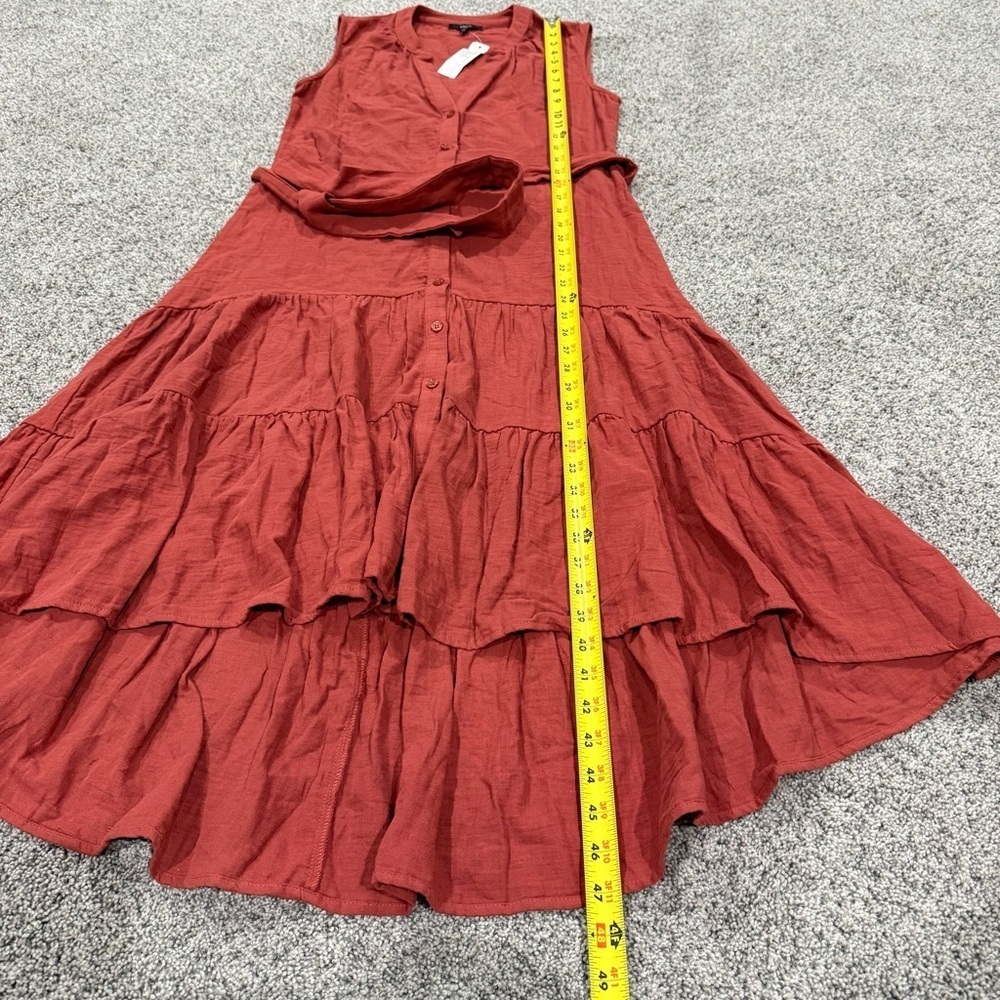 Anthropologie Drew Cotton Midi Dress High-Low Sz Small NWT Amber TerraCotta $238 - Picture 4 of 8